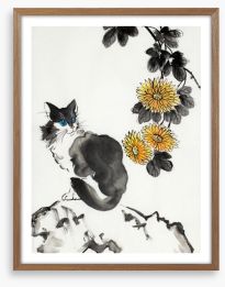 The chrysanthemum cat Framed Art Print 226869400