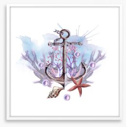 Anchor in the coral Framed Art Print 233105779