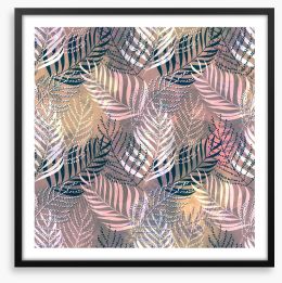 Pink palm fall Framed Art Print 233243592