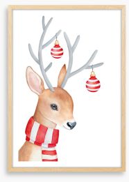 Reindeer stripes Framed Art Print 235548372