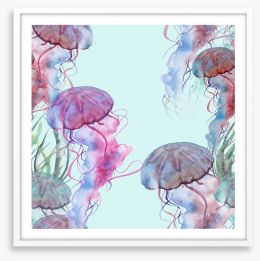 Jellyfish bloom Framed Art Print 239434392