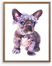 Flower crown Frenchie Framed Art Print 240246380