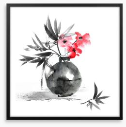 Red ink blossom Framed Art Print 241860697