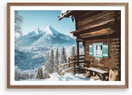 The alpine cabin Framed Art Print 243293293