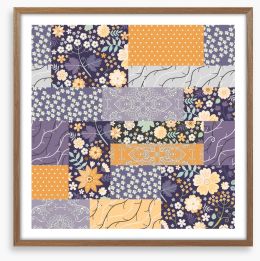 Ditsy branches patchwork Framed Art Print 244655996