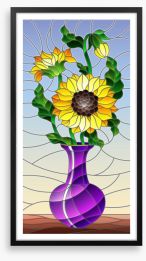 Sunflower vase window Framed Art Print 244890992