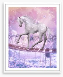 Unicorn on the bridge Framed Art Print 25017759