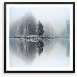Mirror lake fir Framed Art Print 254705068