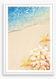 Yellow starfish sands Framed Art Print 255417936