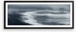 Reynisfjara storm panorama Framed Art Print 255429311