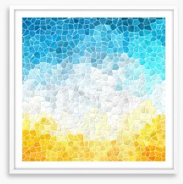 Beach day mosaic Framed Art Print 255594004