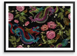 Chinese dragon garden Framed Art Print 255886064