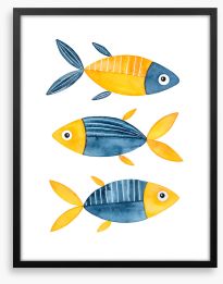 One yellow fish Framed Art Print 257990676