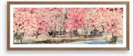 Pink blossom lane Framed Art Print 258250311