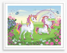 White castle unicorns Framed Art Print 258299410