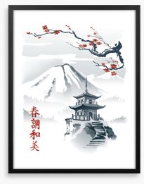 The mountain pagoda Framed Art Print 258660015