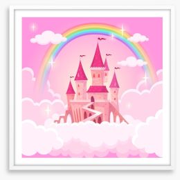 Pink castle rainbow Framed Art Print 258719541