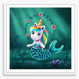 Unicorn mermaid Framed Art Print 259710599