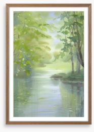 Spring river greens Framed Art Print 260755274