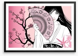 Pink blossom geisha Framed Art Print 26202453
