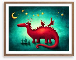 Red dragon moonlight Framed Art Print 264137482