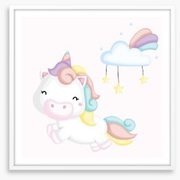 Shooting stars unicorn Framed Art Print 264331807