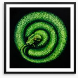 Green serpent spiral Framed Art Print 265853171