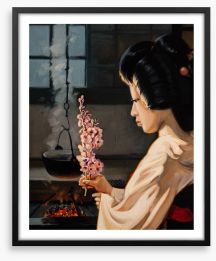 Ikebana by the fire Framed Art Print 274697196