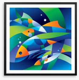 Colourful fishes in the depths Framed Art Print 27873150