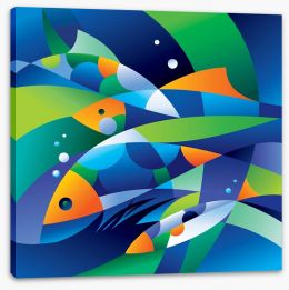 Colourful fishes in the depths Stretched Canvas 27873150
