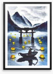 Lanterns on the lake Framed Art Print 282059319