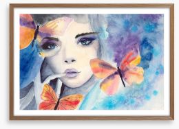 Blue eyes and butterflies Framed Art Print 282059668