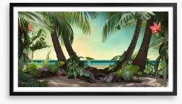Tropical beach lagoon Framed Art Print 282540427