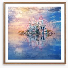 Wonderland castle lake Framed Art Print 292906703