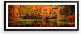 Lakeside fall panorama Framed Art Print 293998233