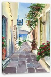Santorini stroll Stretched Canvas 294385994
