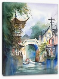 Under the pagoda bridge Stretched Canvas 294388167