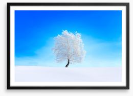 Snowy tree sky Framed Art Print 299627773