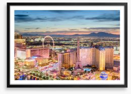 Vegas sunset shimmer Framed Art Print 299811916
