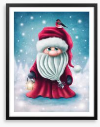 Santa and robin Framed Art Print 303392431