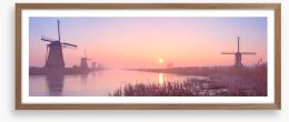 Dutch windmill dawn Framed Art Print 305949951