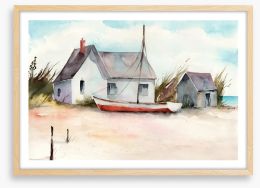 Beached with the boat Framed Art Print 321820649