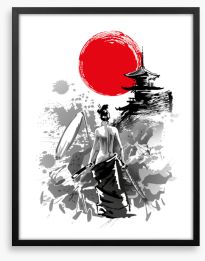 Red dawn kunoichi Framed Art Print 323607066