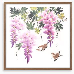 Little wisteria birds Framed Art Print 333167360