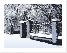 Snow on the fence Art Print 33493650