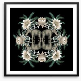 White lotus elephants Framed Art Print 337853775
