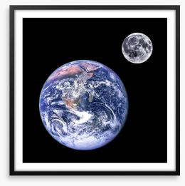 Earth and moon Framed Art Print 34407997