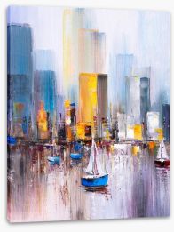 Manhattan bay boats 1 Stretched Canvas 358113986
