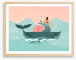 Passing whale Framed Art Print 358512943