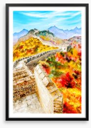 Great Wall in fall Framed Art Print 358827977